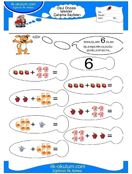 Çocuklar İçin toplam işlemi yaprak testleri 